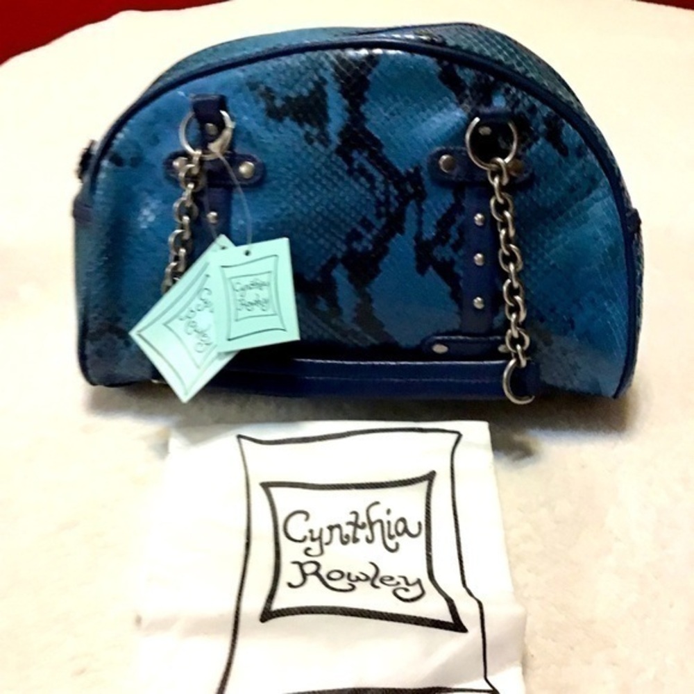 NEW CYNTHIA ROWLEY Grace cobalt blue leather shoulder bag style#33059